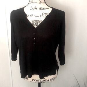 H&M Black Henley Top size Small